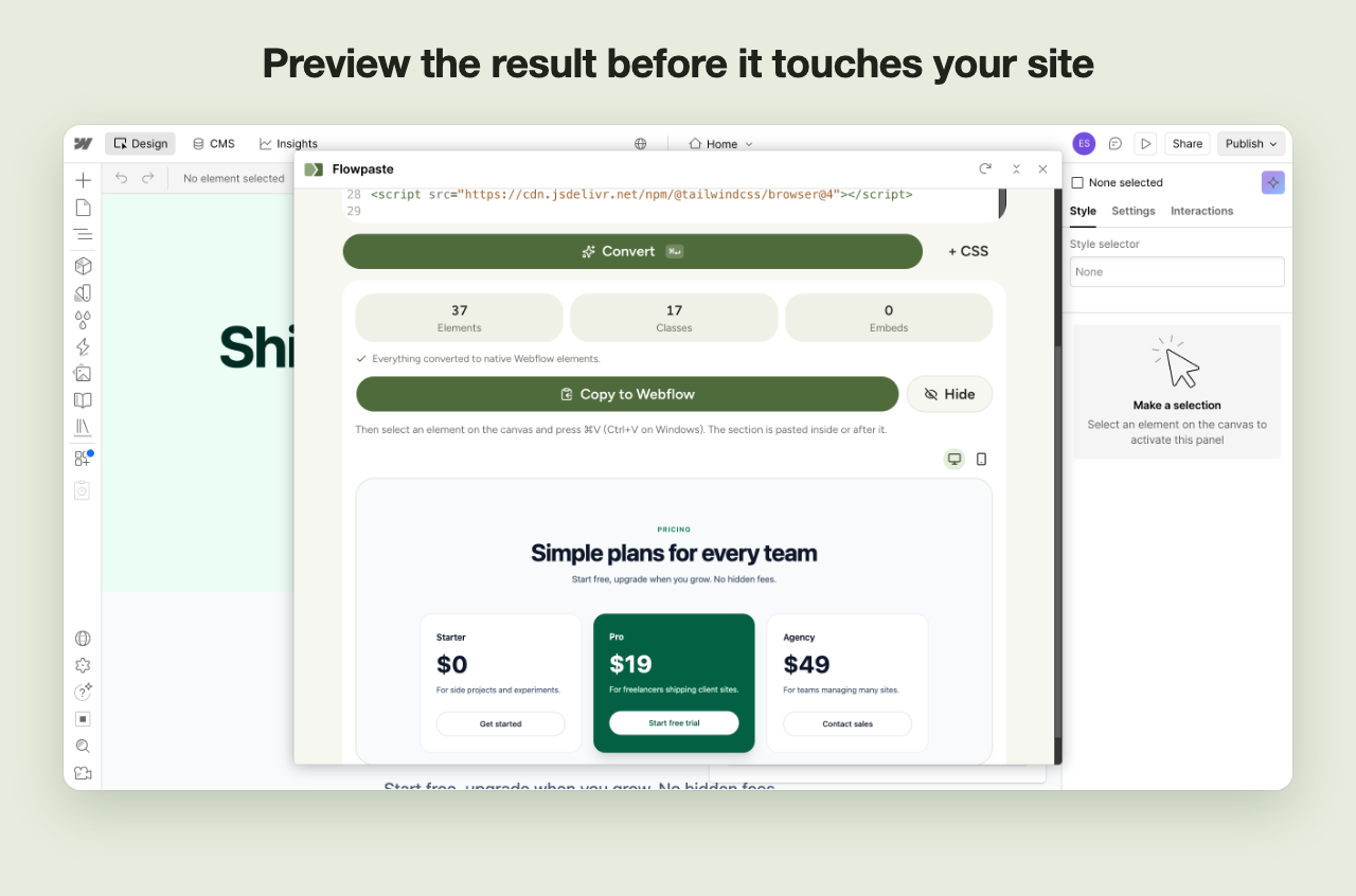Desktop preview of the converted section